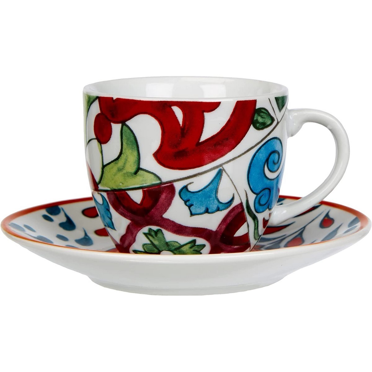 Acquista online Coffee cups with saucers, Lisbon series, 6 pieces set, multicolored code 62715 Excelsa